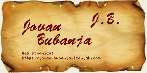Jovan Bubanja vizit kartica